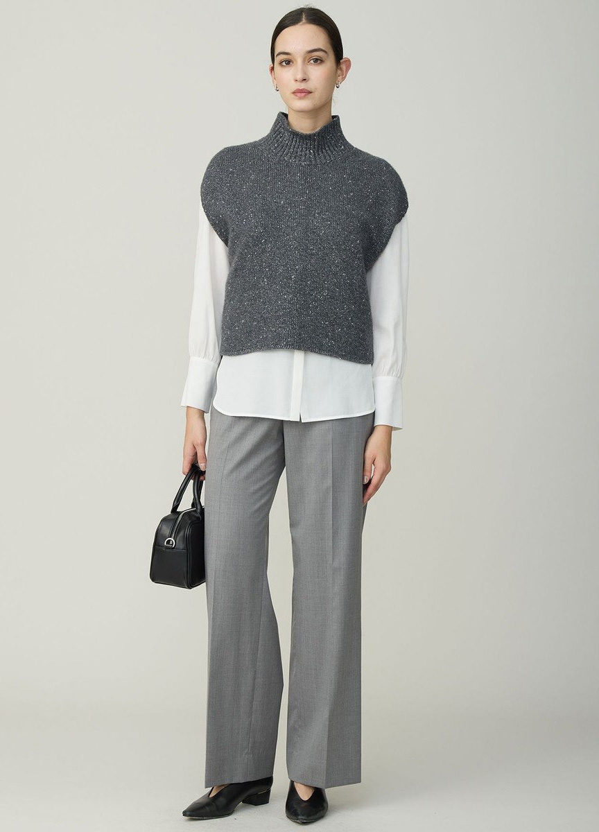 混毛金蔥高領針織背心